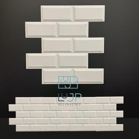 Imagem de 54 placas 3d revestimento d parede painel flexivel e resistente tijolinho metro white