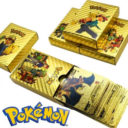 Carta Pokemon Charizard Pikachu VMAX Metal Dourada Carta Pokémon De Metal  Charizard Dourado Ouro