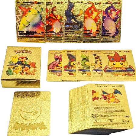 Carta Pokemon Charizard VMAX Metal Dourada Carta Pokémon De Metal Charizard  Dourado Ouro