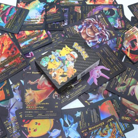 Cartas Pokemon, 110 cartas Pokemon: 55 douradas, 55 pretas, cartas Pokemon  PVC