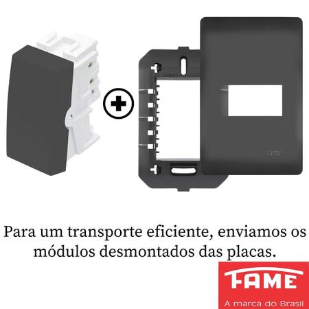 Imagem de 5un Interruptor Simples 10A Com Placa Habitat Black FAME