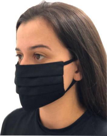 Imagem de 5UN Máscaras De Tecido Reutilizáveis 100% algodao tricoline com elastico Preta