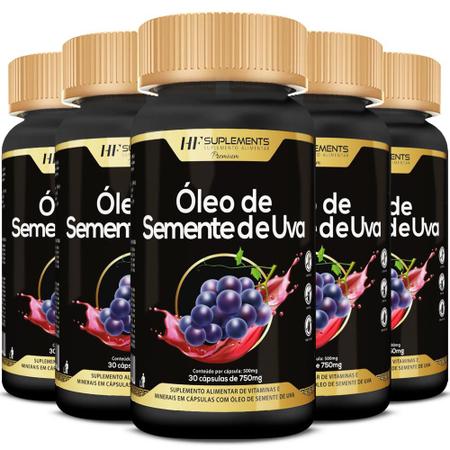 Imagem de 5x óleo de semente de uva 30caps premium hf suplements