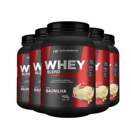 Imagem de 5x whey protein de baunilha 900g hf suplements