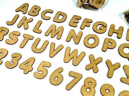 Imagem de 6 Alfabetos e Números Mdf Madeira 5cm 216 Letras e Número - Mega Impress