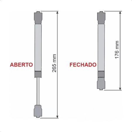 Imagem de 6 Amortecedor Porta Armário Pistão Gás 80N Capacidade 8Kg