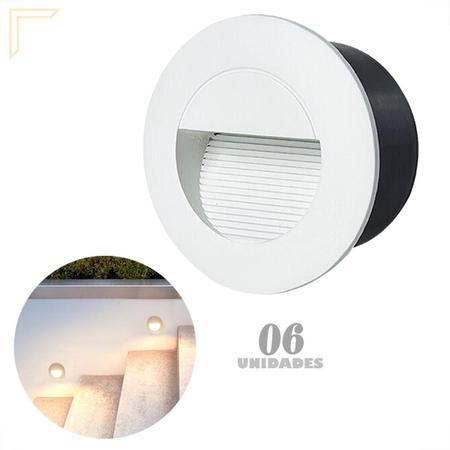 Imagem de 6 Balizador Parede Externo Embutir Redondo Branco Led Lup90