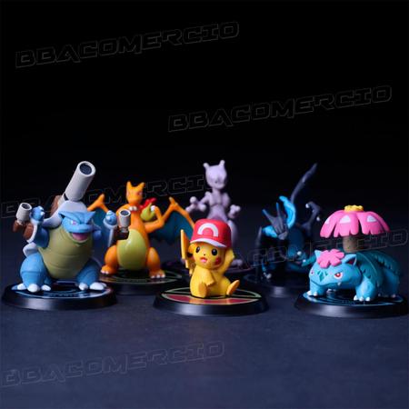 6 Bonecos Pokemon Pikachu Venusaur Action Figures Cole o