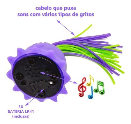 Imagem de 6 Brinquedo Monstrinho Puxa Cabelo Som Grita Galera Do Grito