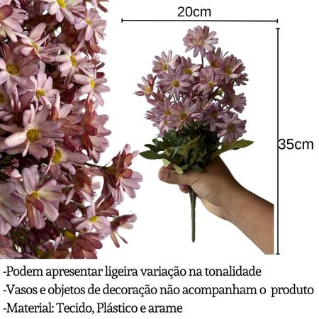 Imagem de 6 Buquês de Margaridas 35 cm Flor Artificial Decoração Delicadas e Versáteis Baixa Manutenção