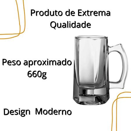 Imagem de 6 Caneca De Chopp Cerveja Vidro Grosso Sublimação