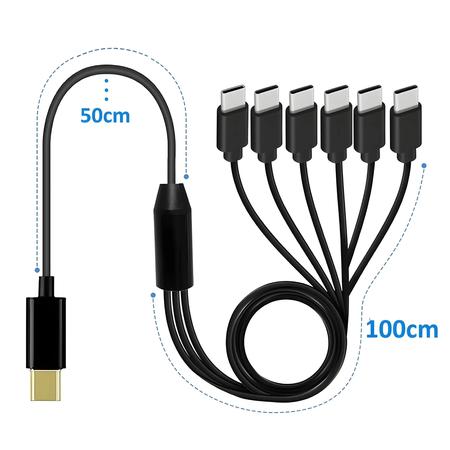 Imagem de 6 Em 1 USB C Splitter Cable Multi USB C Para Tipo C Carregador Masculino Para Android Samsung Tablet