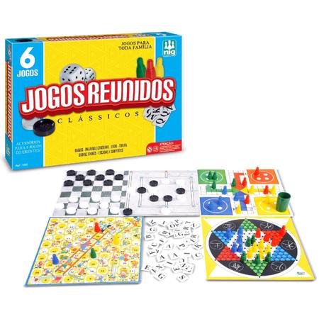 6 Jogos Reunidos - Dama Trilha Ludo Xadrez + 2 Jogos - Nig