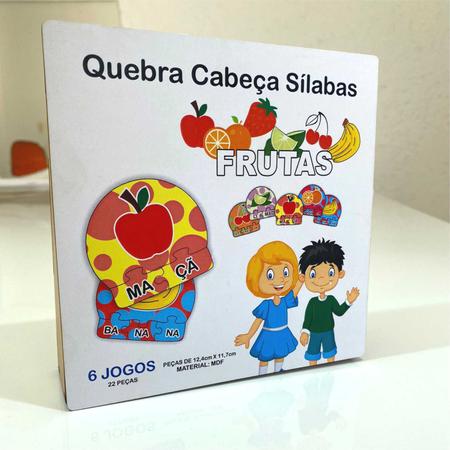 Quebra-Cabeça Silábico Frutas - Jogo para Alfabetização em Madeira