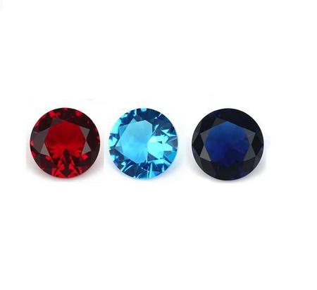 Imagem de 6 Pedras Zircônias Redonda Para Pingente Anel Brinco 5 mm Cores Azul Clara, Azul e Vemelha 2 de cada Cor
