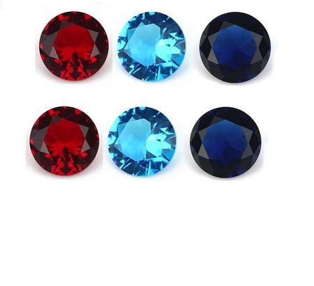 Imagem de 6 Pedras Zircônias Redonda Para Pingente Anel Brinco 5 mm Cores Azul Clara, Azul e Vemelha 2 de cada Cor