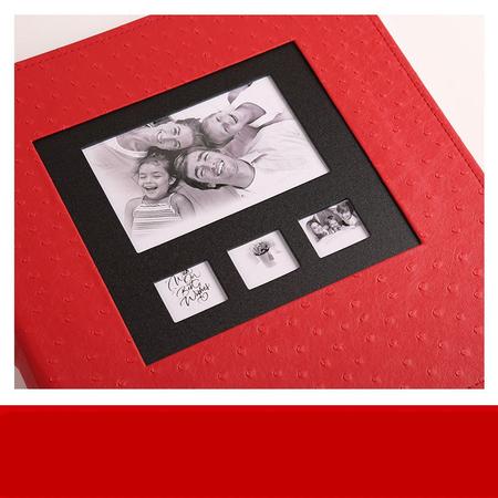 Imagem de 6 Polegada Foto 600 Pocket Photo Album PU Leather Cover Large Capacity Family Children Baby Growth Wedding Memory Insert Albums Álbuns de fotos (vermelho)