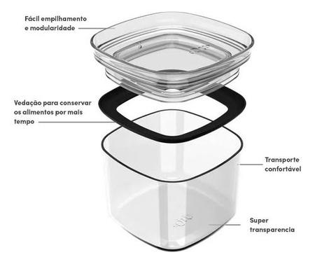 Imagem de 6 Potes Herméticos Organizador Empilhável Quadrado - Ou