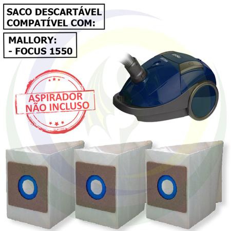 Imagem de 6 Sacos Refil Coletor de Papel Descartável para Aspirador Mallory Focus 1550 Cartucho Bag