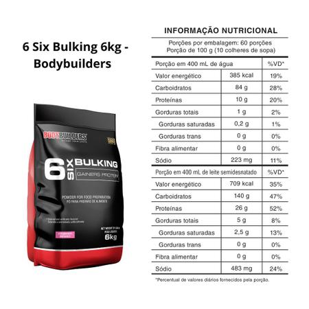 Imagem de 6 Six Bulking Gainers Protein 6kg   Bodybuilders