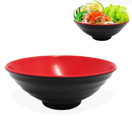 Imagem de 6 Tigela Bowl Cumbuca Oriental Japonesa 650ml Preto Vermelho