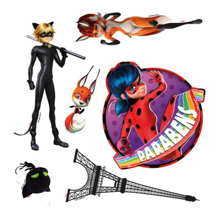 Miraculous Ladybug e cat noir topo de bolo festa de aniversário