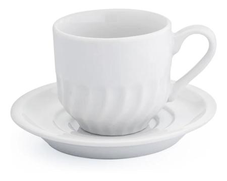 Imagem de 6 Xicaras Grandes Cafe Cha 250ml C/pires Porcelana Caneca