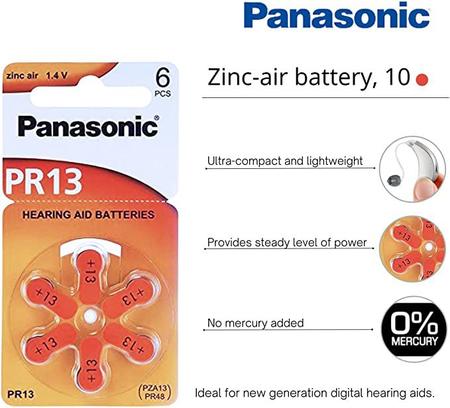 Imagem de 60 Baterias Auditivas P13 Pr48 Aparelho Auditivo Panasonic