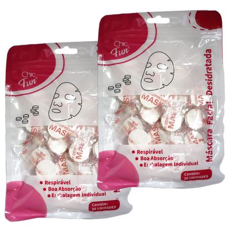 60un Máscara Descartável Desidratada Limpeza Facial - Chic & Fun Imagem de 60un Máscara Descartável Desidratada Limpeza Facial
