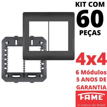 Imagem de 60un Placa 4X4 06 Módulos Com Suporte Habitat Black FAME