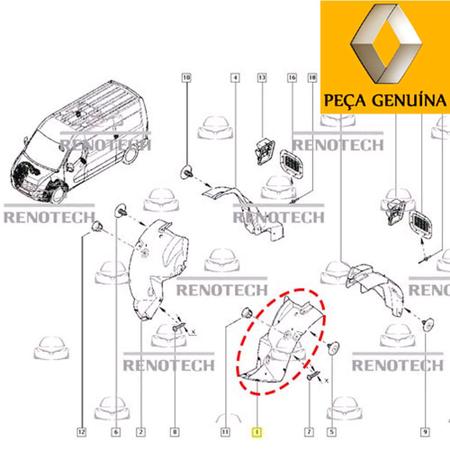 Imagem de 638410003r - parabarro dianteiro - para o lado esquerdo - motor 2.3 16v m9t - de 2013 em diante - master iii