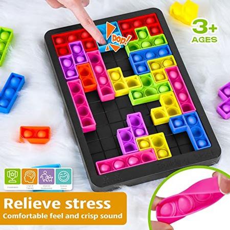 66pcs Fidget Puzzle Games Set, 2 Pop Puzzles Board com Moedas de Dados  Bell, Jogo Pop Bubble Brinquedos Sensoriais para Crianças e Adultos  Autistas, Jogos de Tabuleiro Popper para Crianças 8-12 