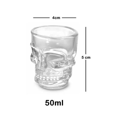 Imagem de 6un COPO VIDRO DOSE SHOT CAVEIRA 50ML CACHAÇA TEQUILA