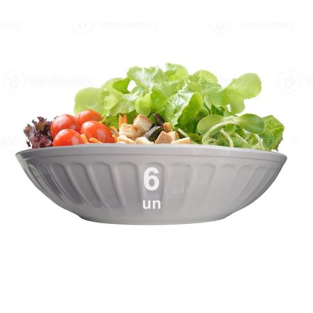 Imagem de 6un Tigela Saladeira Melamina Redonda Plissé cinza 35cm