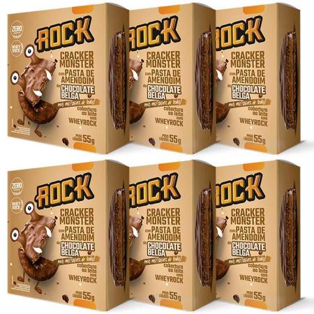 Imagem de 6X Alfajor Cracker Monster 55G Rock Peanut Chocolate Belga