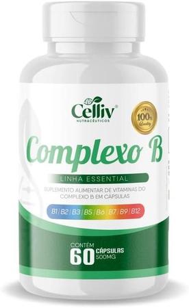 Imagem de 6x Complexo B (B1, B2, B3, B5, B6, B7, B9, B12) 60 capsulas de 500mg Celliv