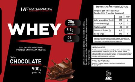 Imagem de 6x whey protein de chocolate 900g hf suplements