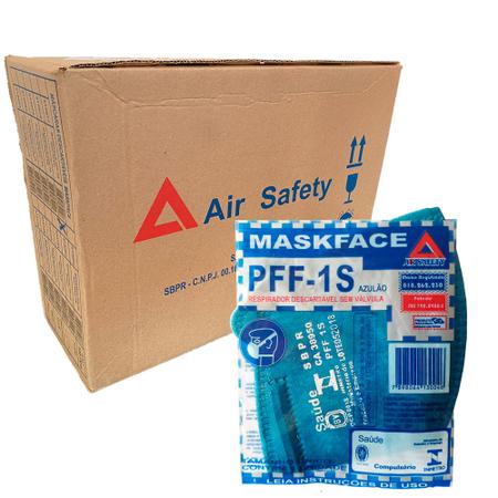 Imagem de 70 máscara descartável maskface pff-1s (pff1) azul sem válvula air safety ca 38.950