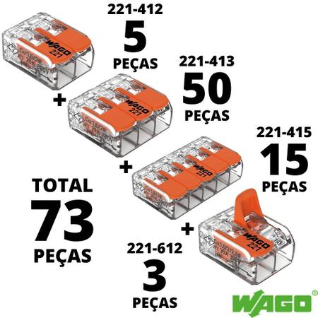 Imagem de 73un Conector Wago Emenda 2 3 5 vias 4 e 6mm² 32A e 41A/450V