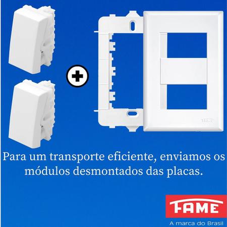 Imagem de 7un Interruptor Simples 2 Teclas 16A Com Placa 4x2 Evidence FAME