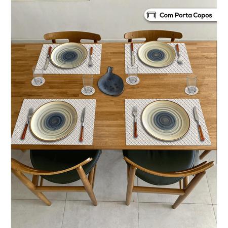 Imagem de 8 Lugares Americanos para Mesa e 8 Porta Copos em Trançado Palha