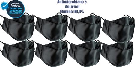 Imagem de 8 Máscaras 3D Com Nano Tecnologia Delfim Protect com clipe nasal Preta