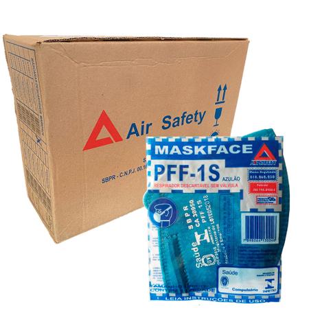 Imagem de 80 máscara descartável maskface pff-1s (pff1) azul sem válvula air safety ca 38.950