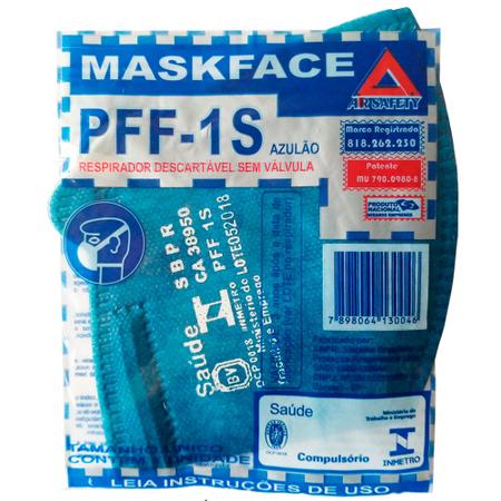 Imagem de 80 máscara descartável maskface pff-1s (pff1) azul sem válvula air safety ca 38.950
