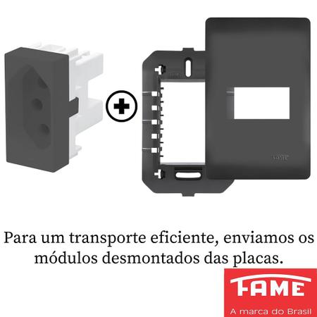 Imagem de 80un Tomada Padrão 2P+T 10A Com Placa Habitat Black FAME