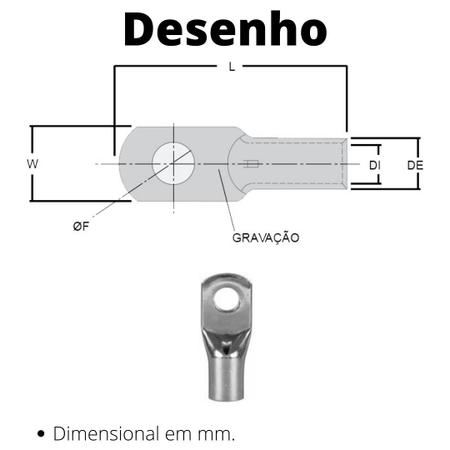 8un Terminal de Compressão Para Cabo de 16mm² Furo M6 SC16-06 - C&B Conectores Imagem de 8un Terminal de Compressão Para Cabo de 16mm² Furo M6 SC16-06
