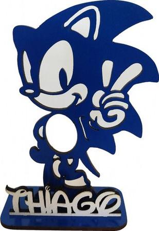 Imagem de 9 Centros de Mesa Sonic Personalizado Pintado Frente Verso