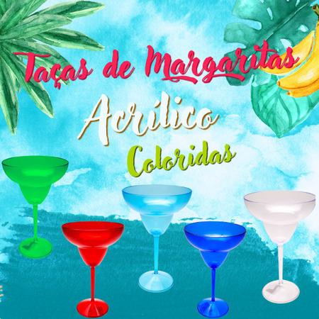 Imagem de 9 Taças de Margarita Acrílico Colorido 350 ML