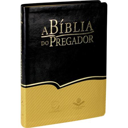 Imagem de A Bíblia Do Pregador Ra Preta Com Dourado Luxo Sbb