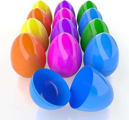 Imagem de A Companhia Dreidel Jumbo Ovos de Páscoa Recheados Ovos de Páscoa Coloridos de Plástico Brilhante, Perfeito para a Caça ao Ovo de Páscoa, Ovo Surpresa, Caça da Páscoa, Cores Variadas, Ovos Gigantes De 6" Fillable (12-Pack)